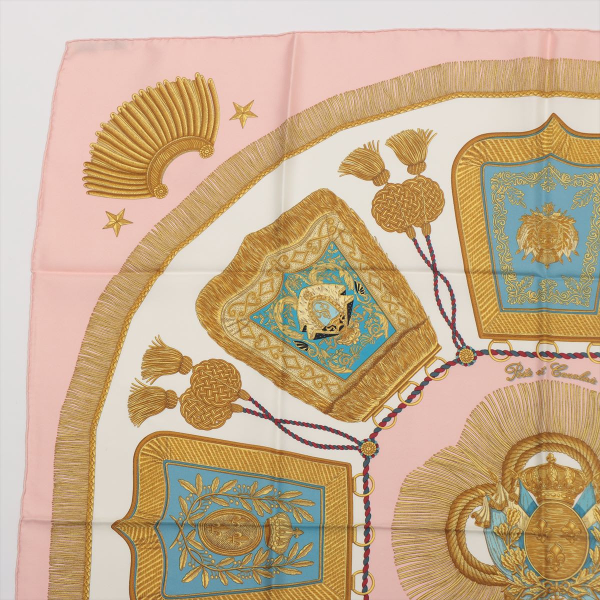 エルメス　HERMES　カレ９０　ピンク　サーベル飾り袋　POSTE　ＥＴ CAVALERIE　スカーフ　シルク